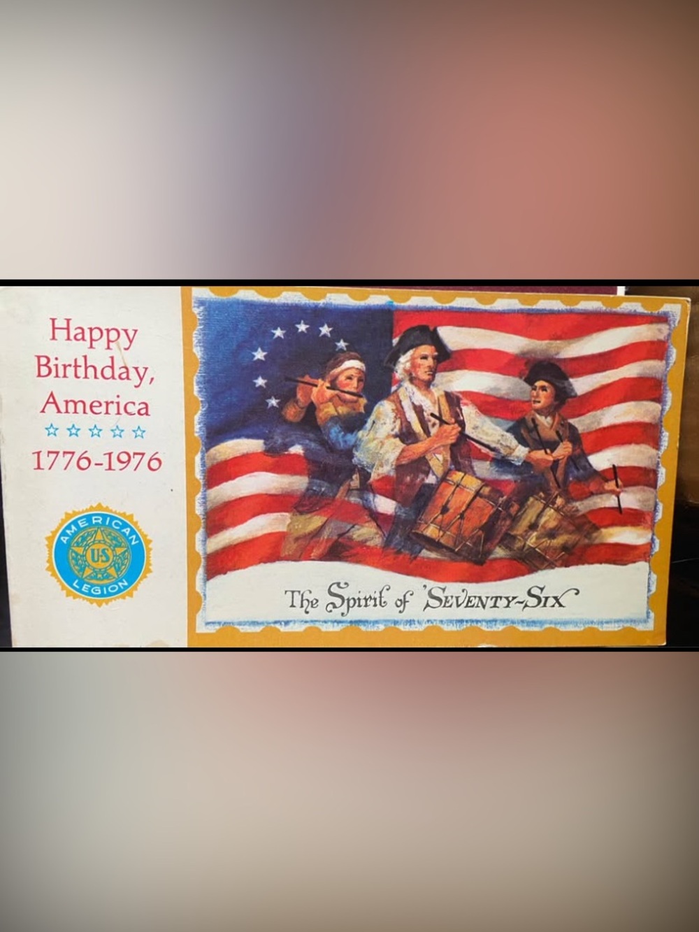 70s 1970s Bicentennial Red white blue PATRIOTIC Flag 1776 - 1976 Postcard book